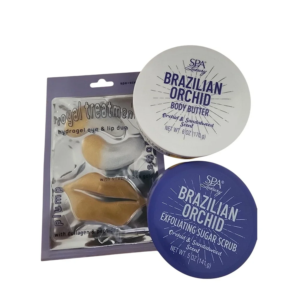 Spa Luxury Brazilian Orchid Body Butter Scrub Set & Spa Scential Mask 4pc Bundle